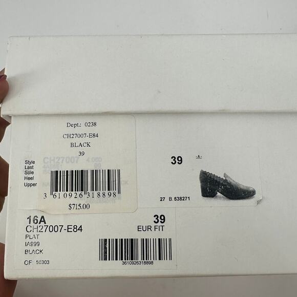 Chloe Leather Scalloped Accent Pumps Loafer Heel - Picture 2 of 9